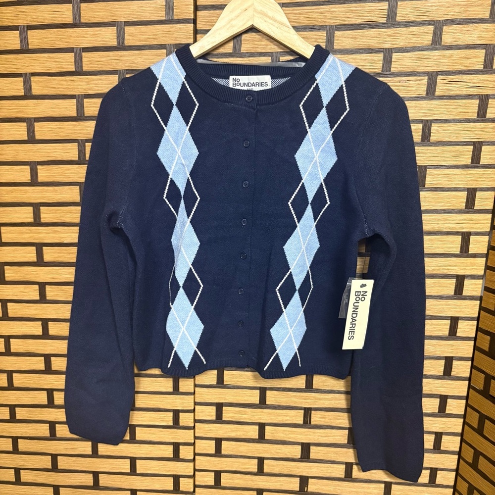 No Boundaries Navy Button Up Cardigan Size Medium